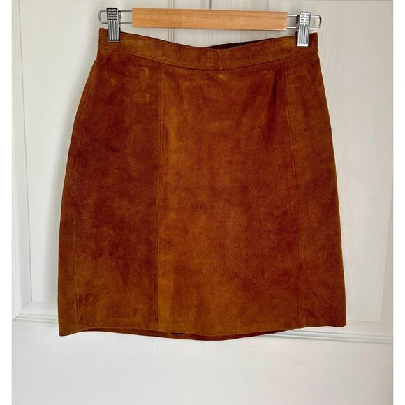 Vintage Tan Suede Mini Skirt Size Small | Western Style | 70's Style - Picture 1 of 7